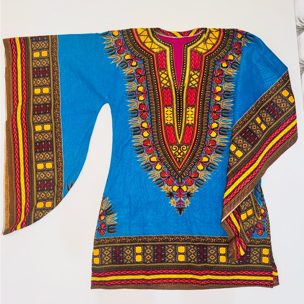 Vibrant Dashiki Bell Sleeve Dress